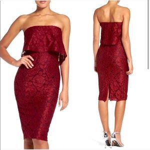 NWT Revolve Likely Driggs Red Lace Bodycon Dress Size 0